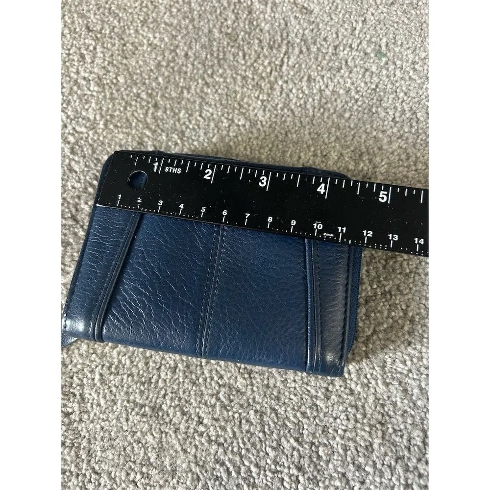 Unbranded Unisex Slim Fold Wallet Blue Leather Credit Card Holder